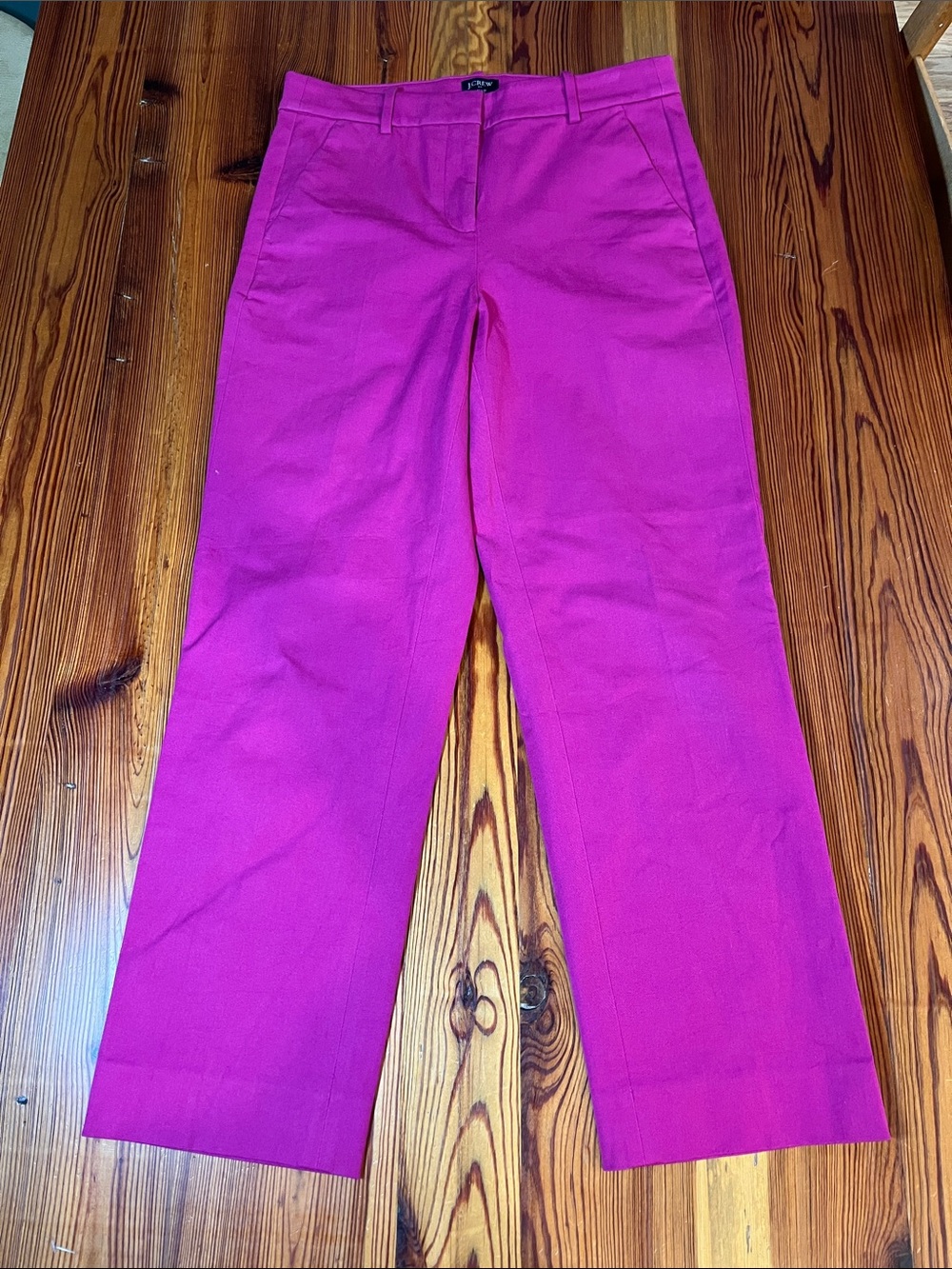 J. Crew Magenta Cropped Straight-Leg Pants